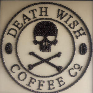 Coffee bean art at Death Wish Coffee
