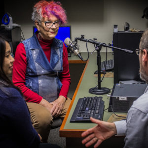 Winkler Center Clinic staff working with a transgender woman on voice modification at clinic