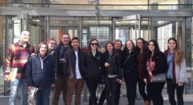 Josh Terry and friends in front of The New York Times