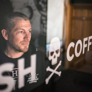 Mike Brown at Death Wish Coffee Offices, Saint Rose Alumni
