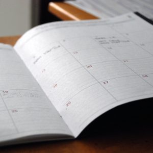 photo of open planner calendar