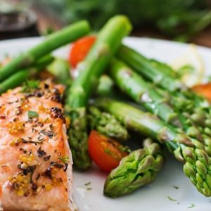 salmon with asparagus as part of Sodexo's Simple Servings offerings