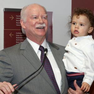 George R. Hearst III with his grandson at the Studio G3 dedication